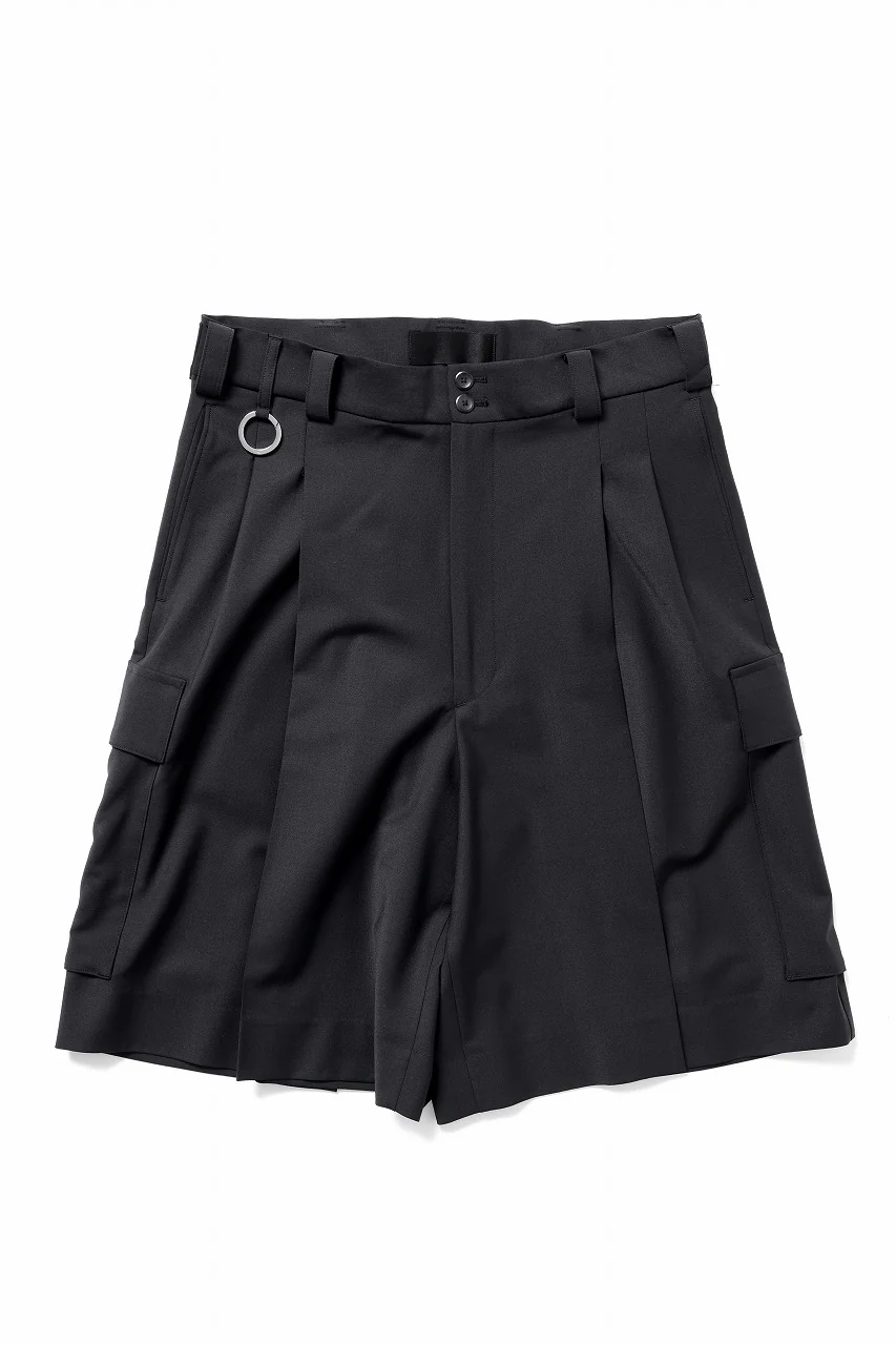 TARO HORIUCHI / th products Wide Cargo Shorts / 2 way stretch w/p tropical (black)