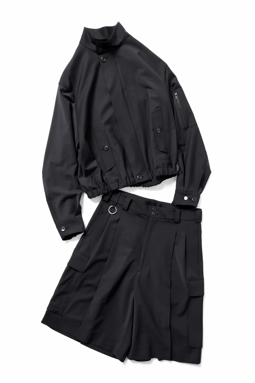 TARO HORIUCHI / th products Wide Cargo Shorts / 2 way stretch w/p tropical (black) - Image 16