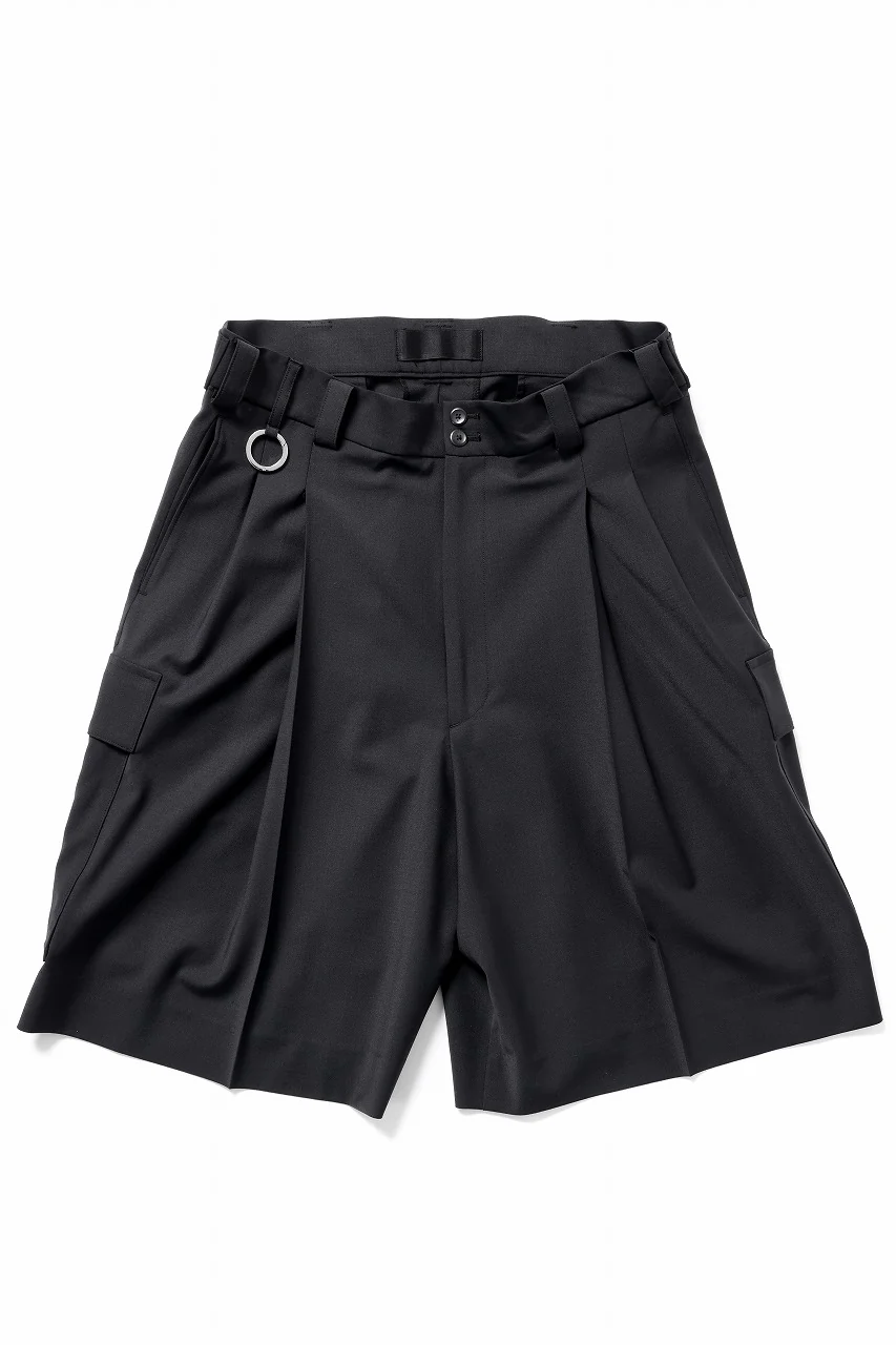 TARO HORIUCHI / th products Wide Cargo Shorts / 2 way stretch w/p tropical (black) - Image 3