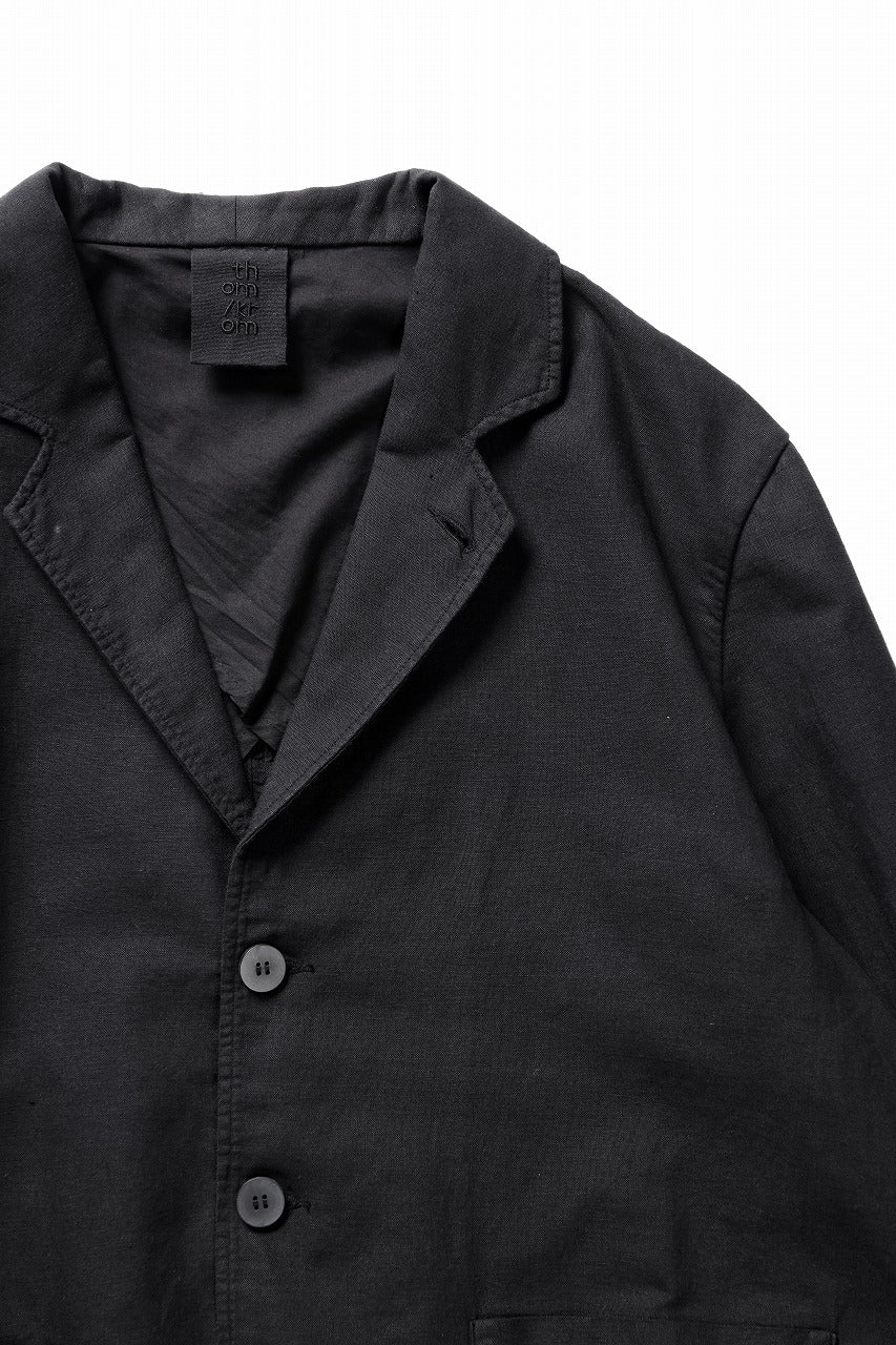 thom/krom 4 BUTTON BLAZER / WASHED LINEN-COTTON (BLACK) - Image 6