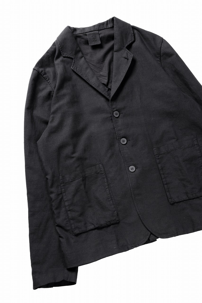 thom/krom 4 BUTTON BLAZER / WASHED LINEN-COTTON (BLACK) - Image 8