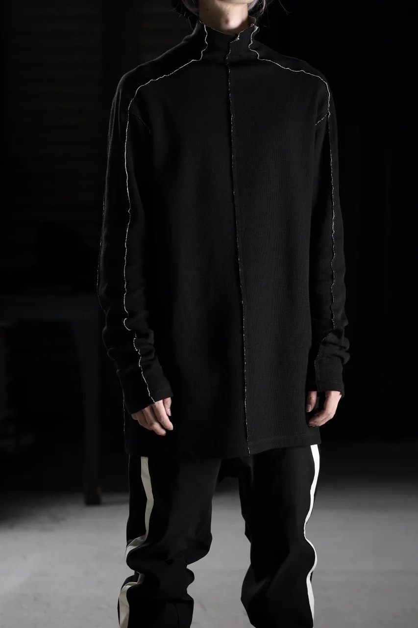 thom/krom BOTTLE NECK L/S TOPS / DOUBLE FACE JERSEY (BLACK / WHITE) - Image 13