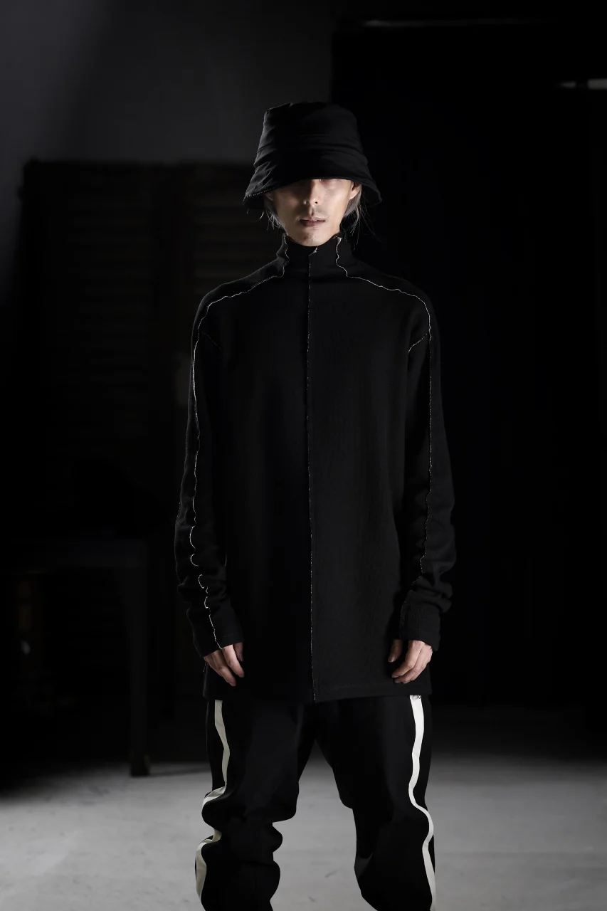 thom/krom BOTTLE NECK L/S TOPS / DOUBLE FACE JERSEY (BLACK / WHITE) - Image 15