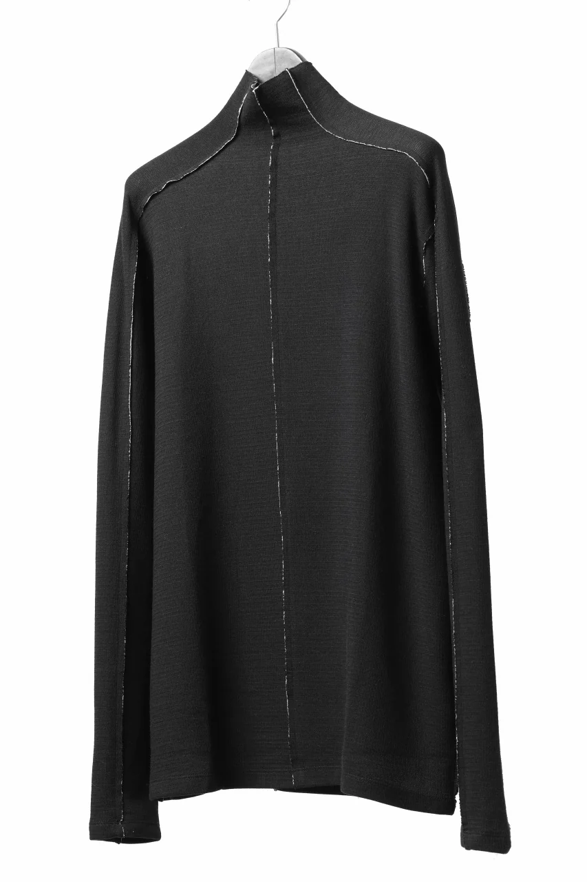 thom/krom BOTTLE NECK L/S TOPS / DOUBLE FACE JERSEY (BLACK / WHITE) - Image 2