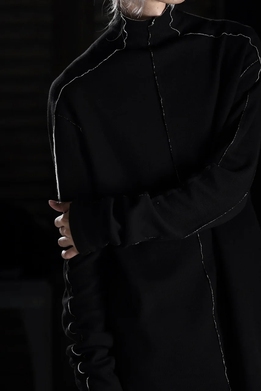 thom/krom BOTTLE NECK L/S TOPS / DOUBLE FACE JERSEY (BLACK / WHITE) - Image 20