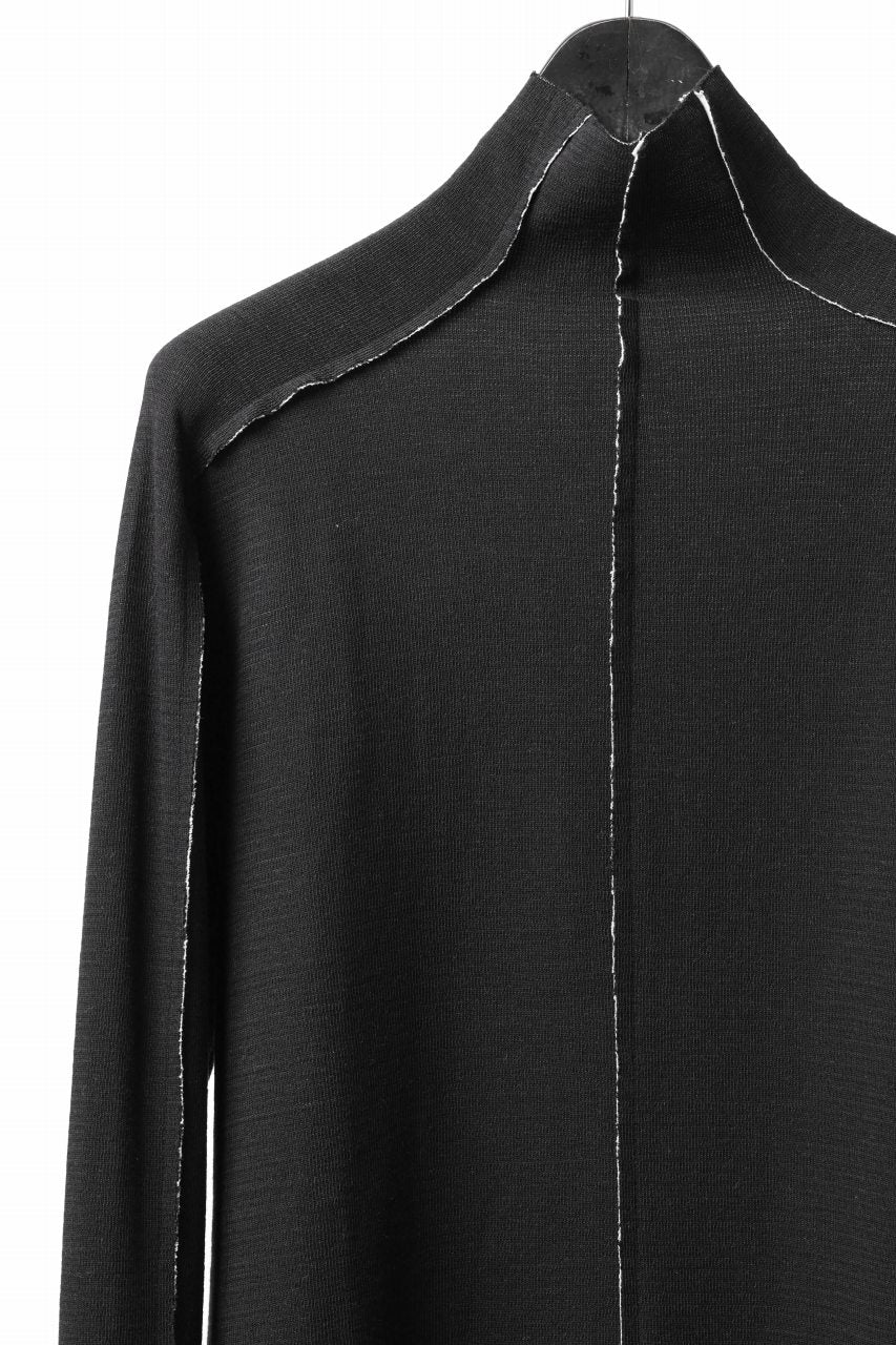 thom/krom BOTTLE NECK L/S TOPS / DOUBLE FACE JERSEY (BLACK / WHITE) - Image 4