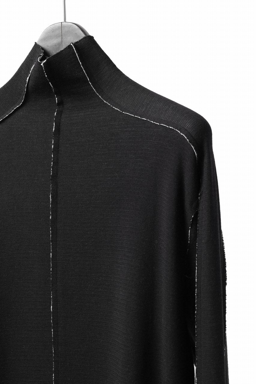 thom/krom BOTTLE NECK L/S TOPS / DOUBLE FACE JERSEY (BLACK / WHITE) - Image 9