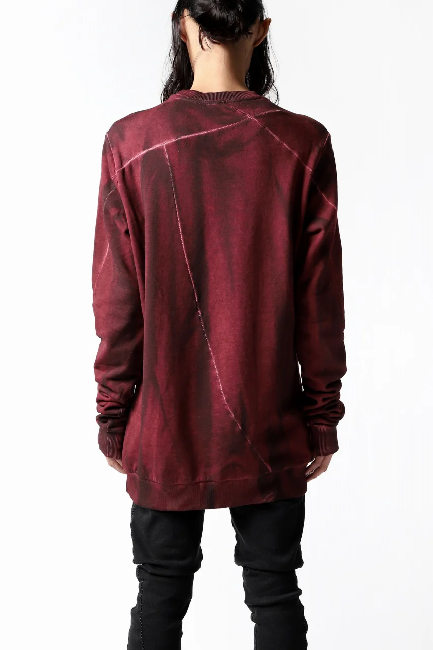 thomkrom BRUSHED BACK PULLOVER SHIRT / OILED SPRAY DYE (RED) - Image 3