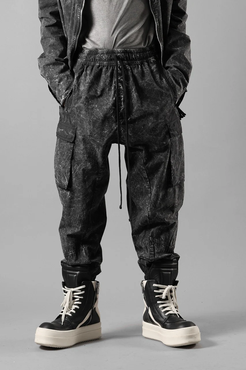 thom/krom CARGO JOGGER TROUSERS / DYED ORGANIC COTTON (BLACK MARBLE) - Image 11