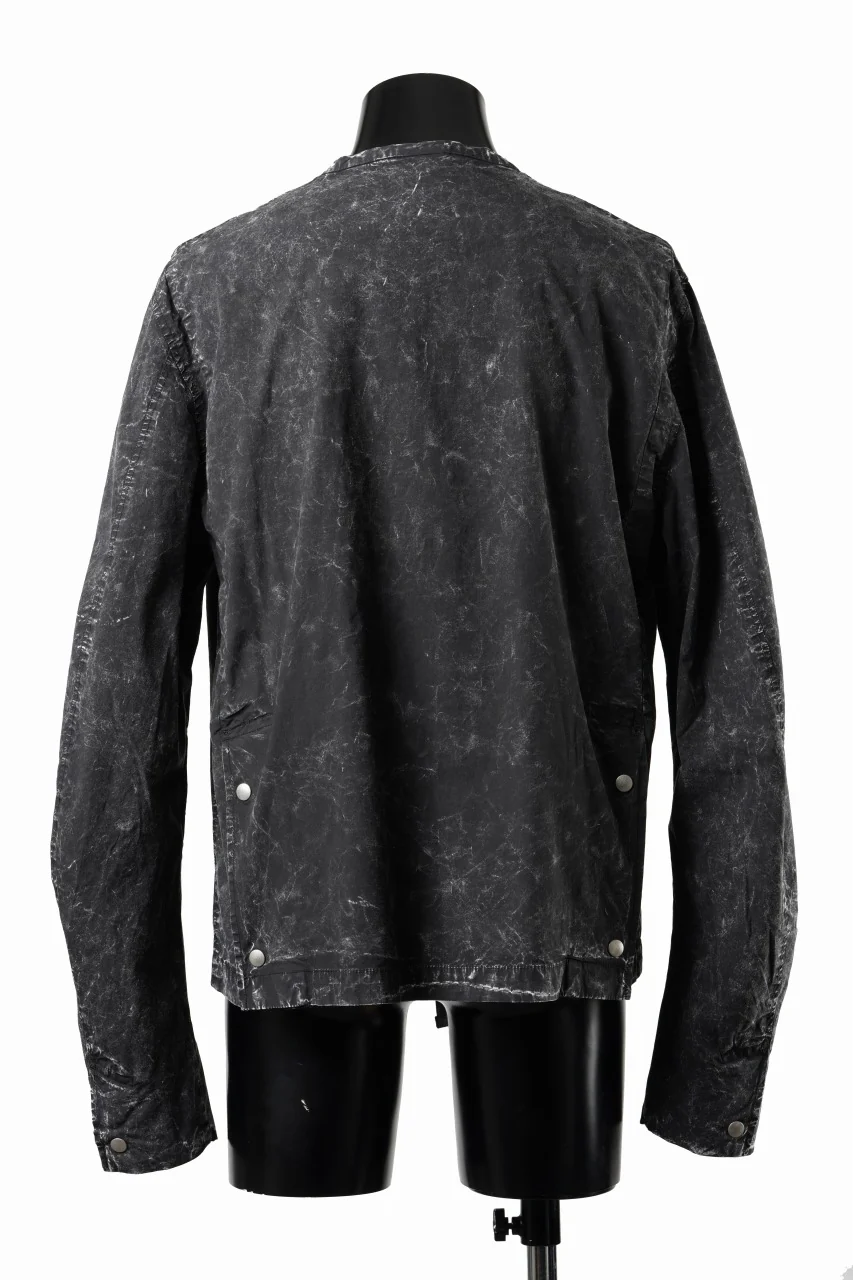 thom/krom COLLARLESS JACKET / DYED STRETCH COTTON (BLACK MARBLE) - Image 5