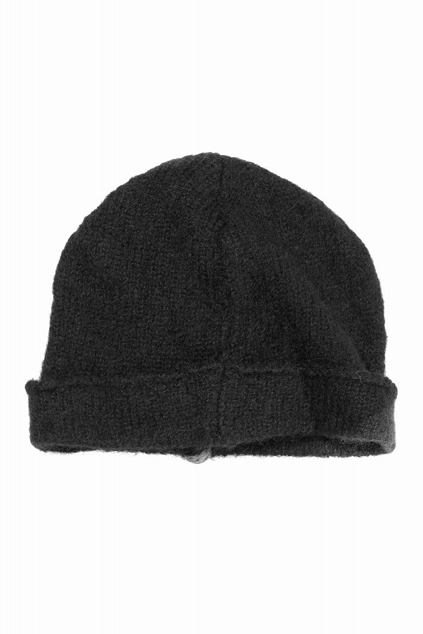 thom/krom CONTRAST STITCH BEANIE CAP / ALPACA KNIT (BLACK) - Image 4