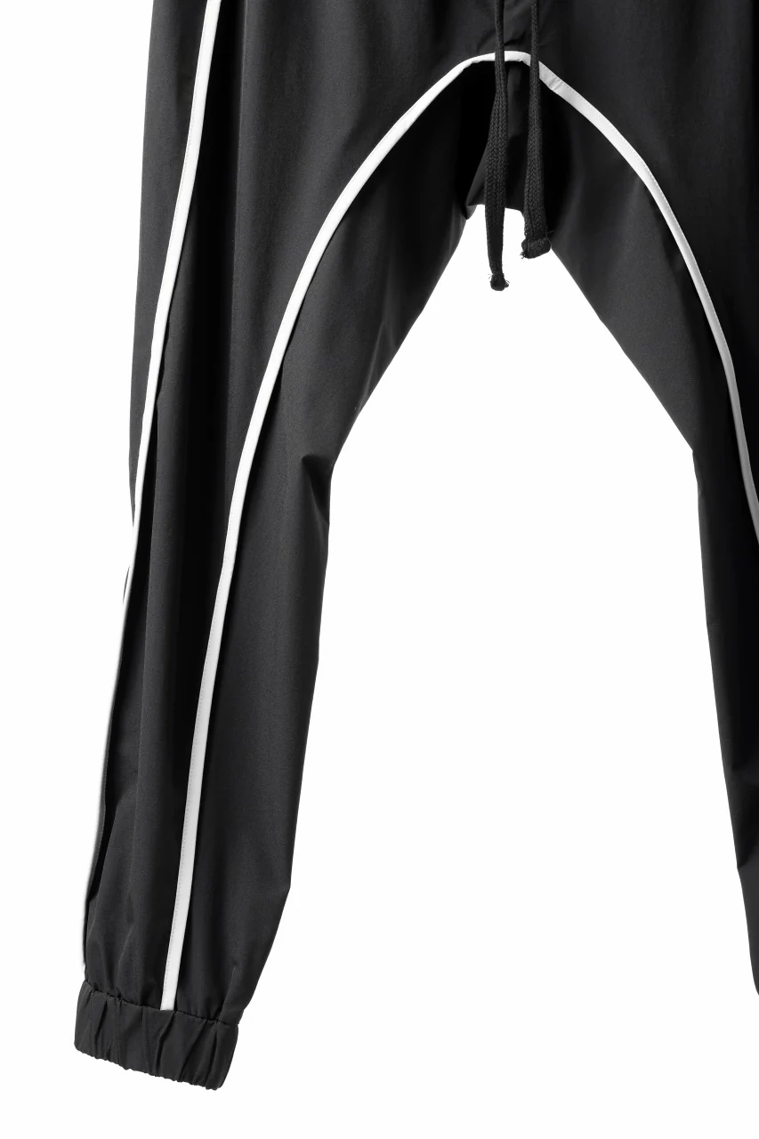thom/krom DROP CROTCH TROUSERS / ELASTIC NYLON + REFLECTION PIPING (BLACK) - Image 10