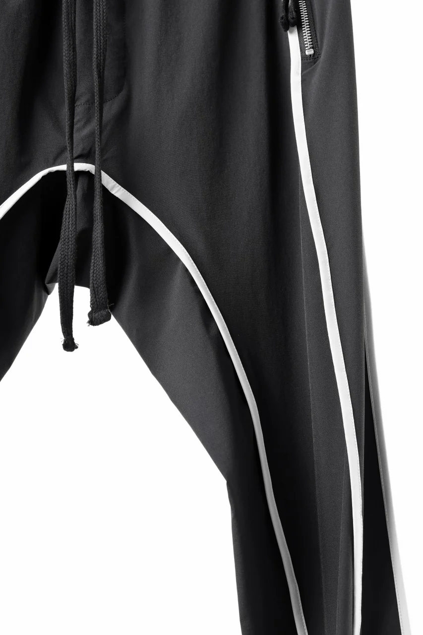 thom/krom DROP CROTCH TROUSERS / ELASTIC NYLON + REFLECTION PIPING (BLACK) - Image 11