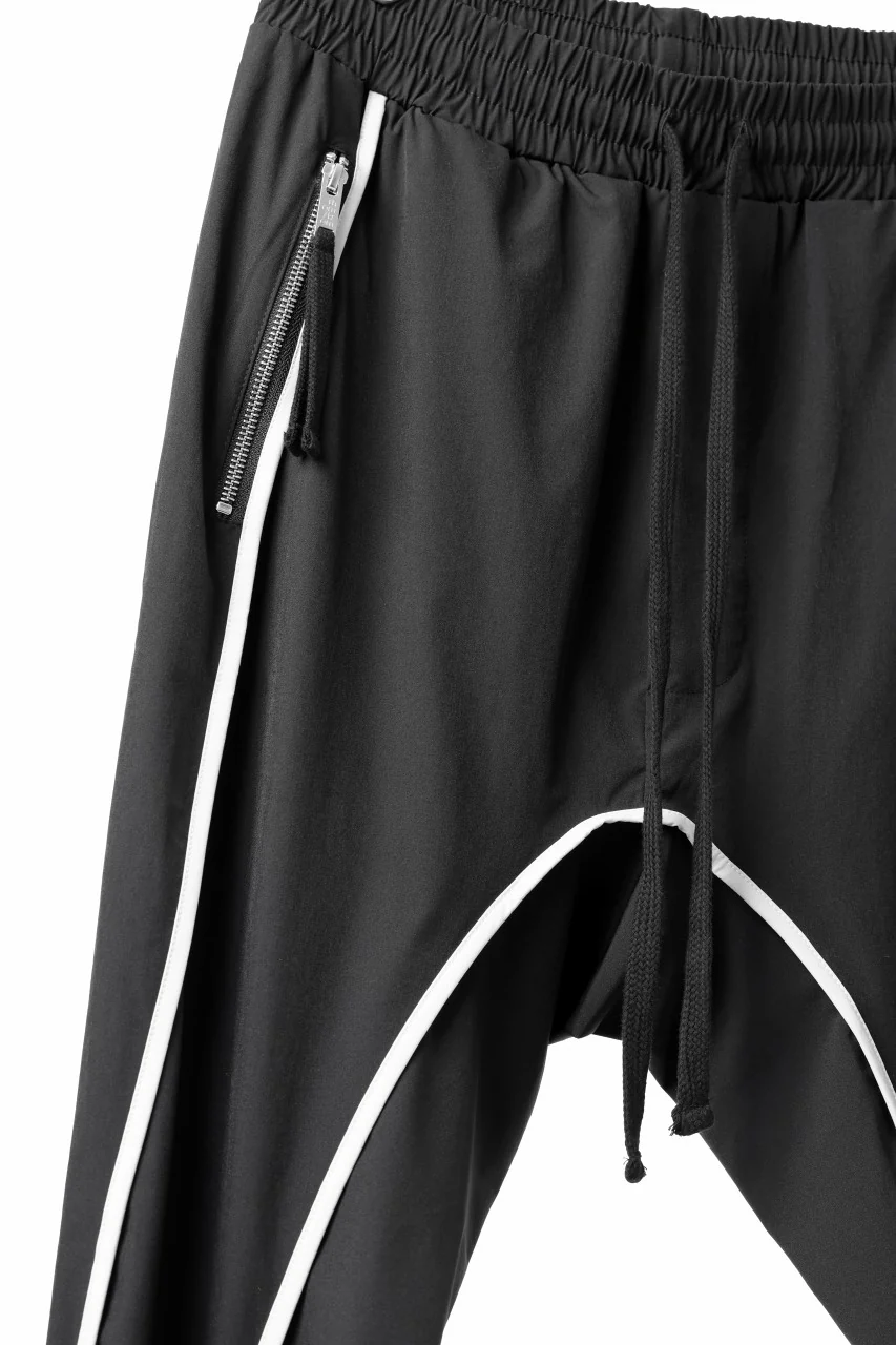 thom/krom DROP CROTCH TROUSERS / ELASTIC NYLON + REFLECTION PIPING (BLACK) - Image 13