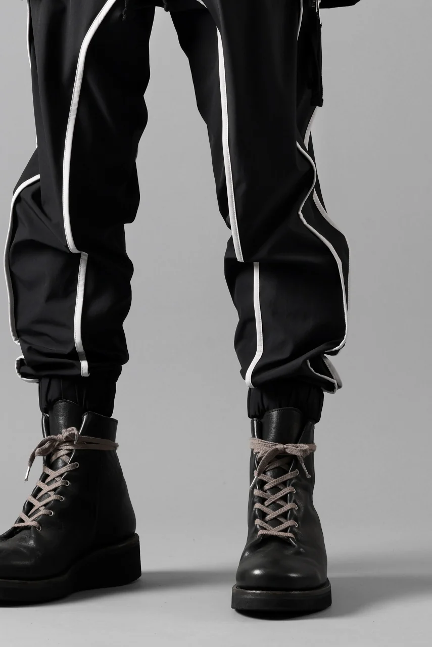 thom/krom DROP CROTCH TROUSERS / ELASTIC NYLON + REFLECTION PIPING (BLACK) - Image 22