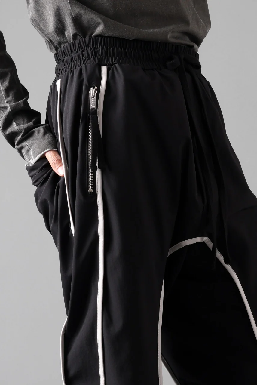 thom/krom DROP CROTCH TROUSERS / ELASTIC NYLON + REFLECTION PIPING (BLACK) - Image 24
