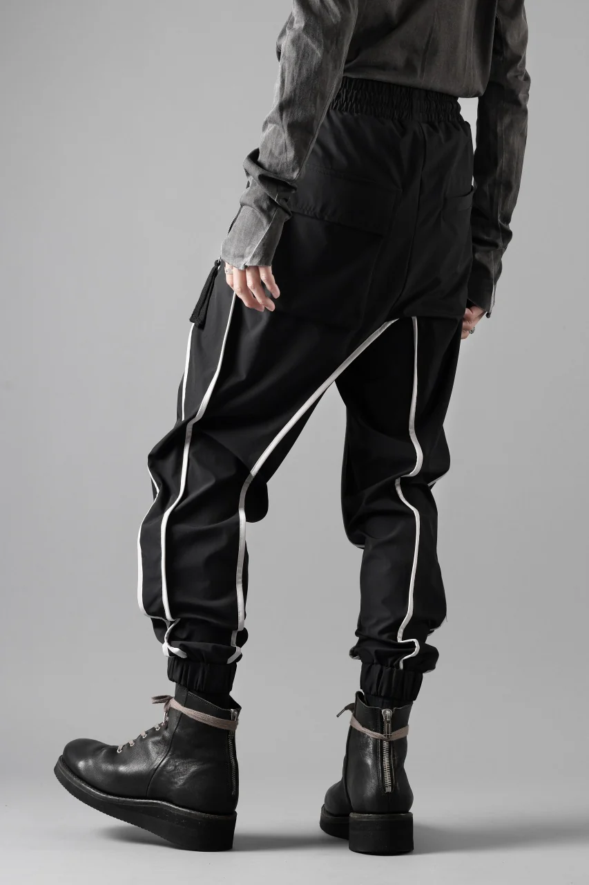 thom/krom DROP CROTCH TROUSERS / ELASTIC NYLON + REFLECTION PIPING (BLACK) - Image 6