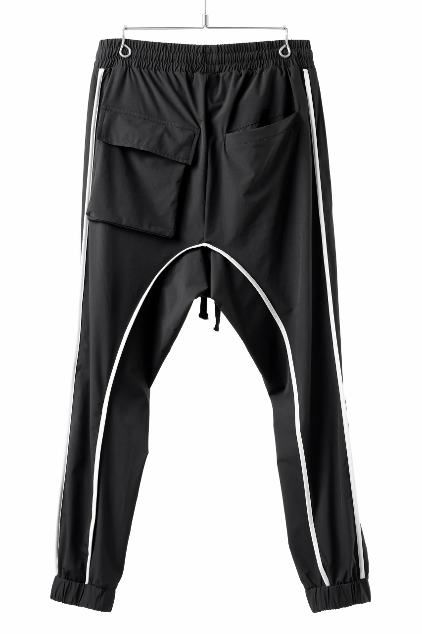 thom/krom DROP CROTCH TROUSERS / ELASTIC NYLON + REFLECTION PIPING (BLACK) - Image 8