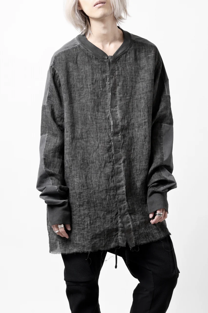 thom/krom DYEING BOMBER-SHIRT / LINEN+ELASTIC NYLON (BLACK OIL) - Image 11