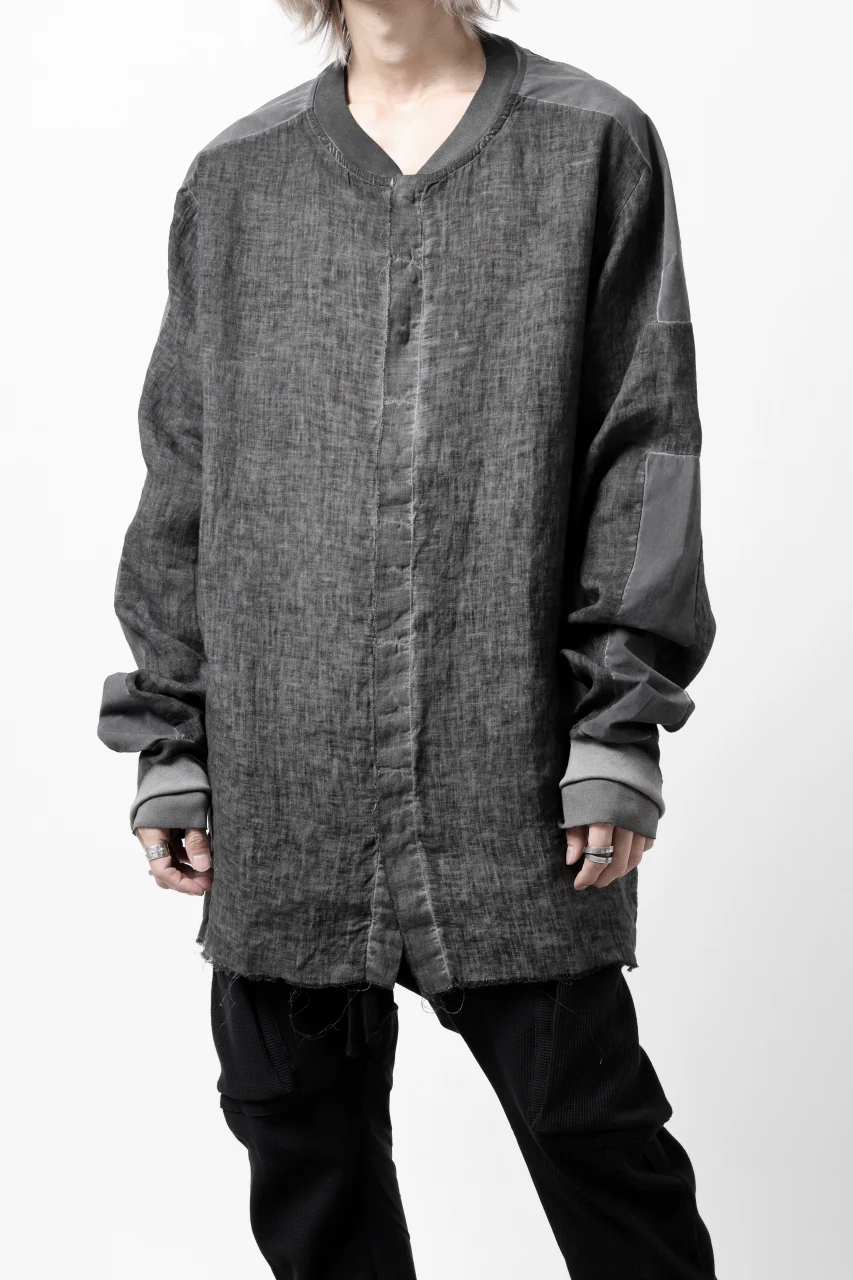 thom/krom DYEING BOMBER-SHIRT / LINEN+ELASTIC NYLON (BLACK OIL) - Image 14