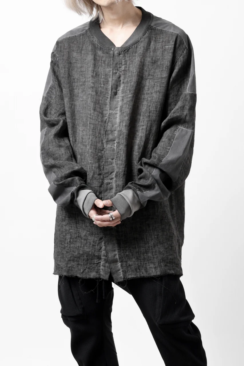 thom/krom DYEING BOMBER-SHIRT / LINEN+ELASTIC NYLON (BLACK OIL) - Image 16