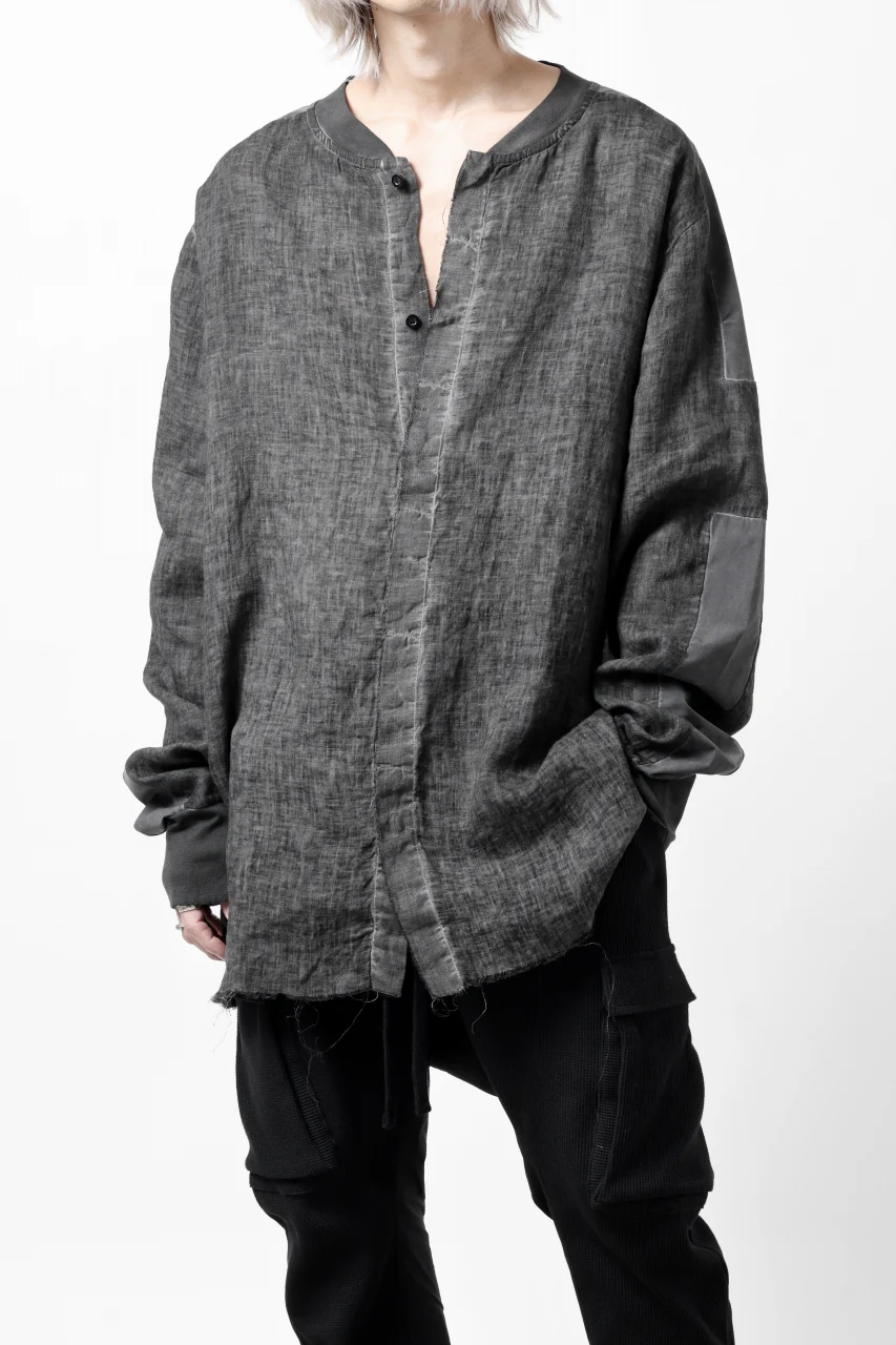 thom/krom DYEING BOMBER-SHIRT / LINEN+ELASTIC NYLON (BLACK OIL) - Image 19