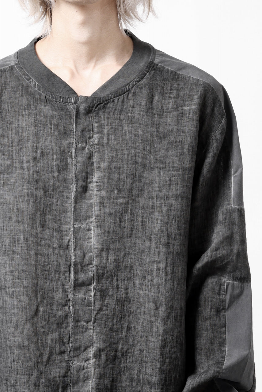 thom/krom DYEING BOMBER-SHIRT / LINEN+ELASTIC NYLON (BLACK OIL) - Image 21