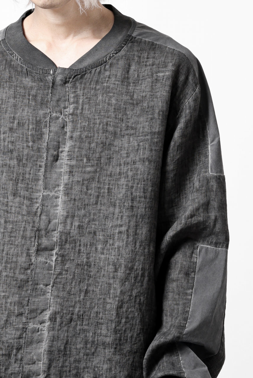 thom/krom DYEING BOMBER-SHIRT / LINEN+ELASTIC NYLON (BLACK OIL) - Image 24
