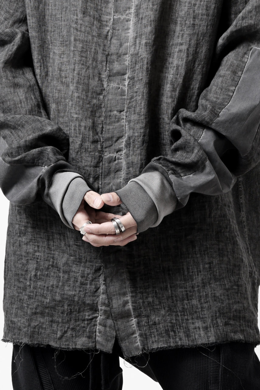 thom/krom DYEING BOMBER-SHIRT / LINEN+ELASTIC NYLON (BLACK OIL) - Image 25