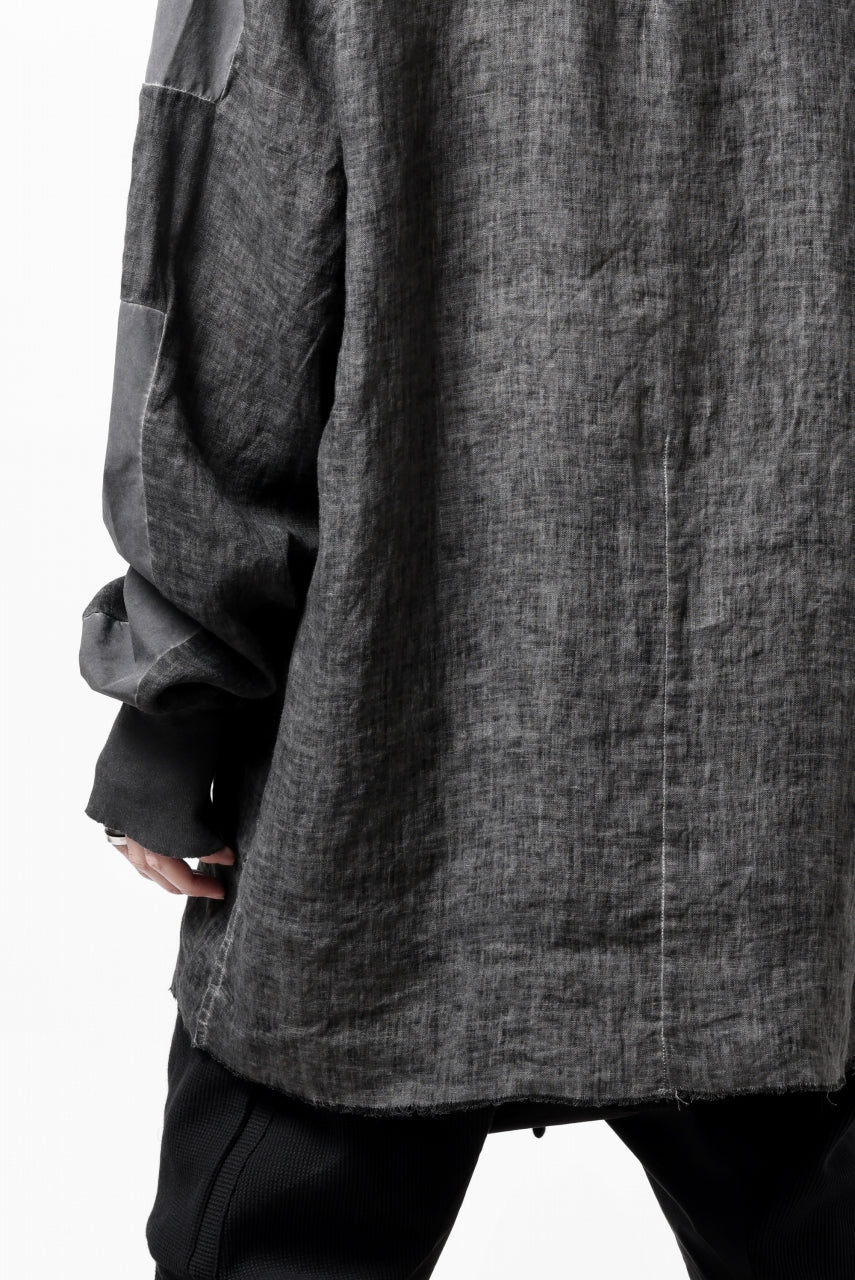 thom/krom DYEING BOMBER-SHIRT / LINEN+ELASTIC NYLON (BLACK OIL) - Image 29