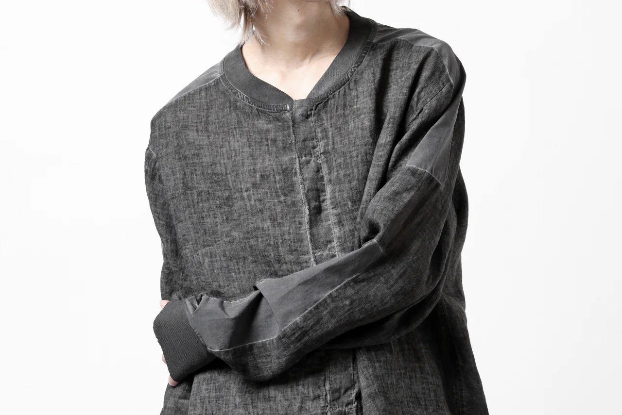 thom/krom DYEING BOMBER-SHIRT / LINEN+ELASTIC NYLON (BLACK OIL) - Image 31