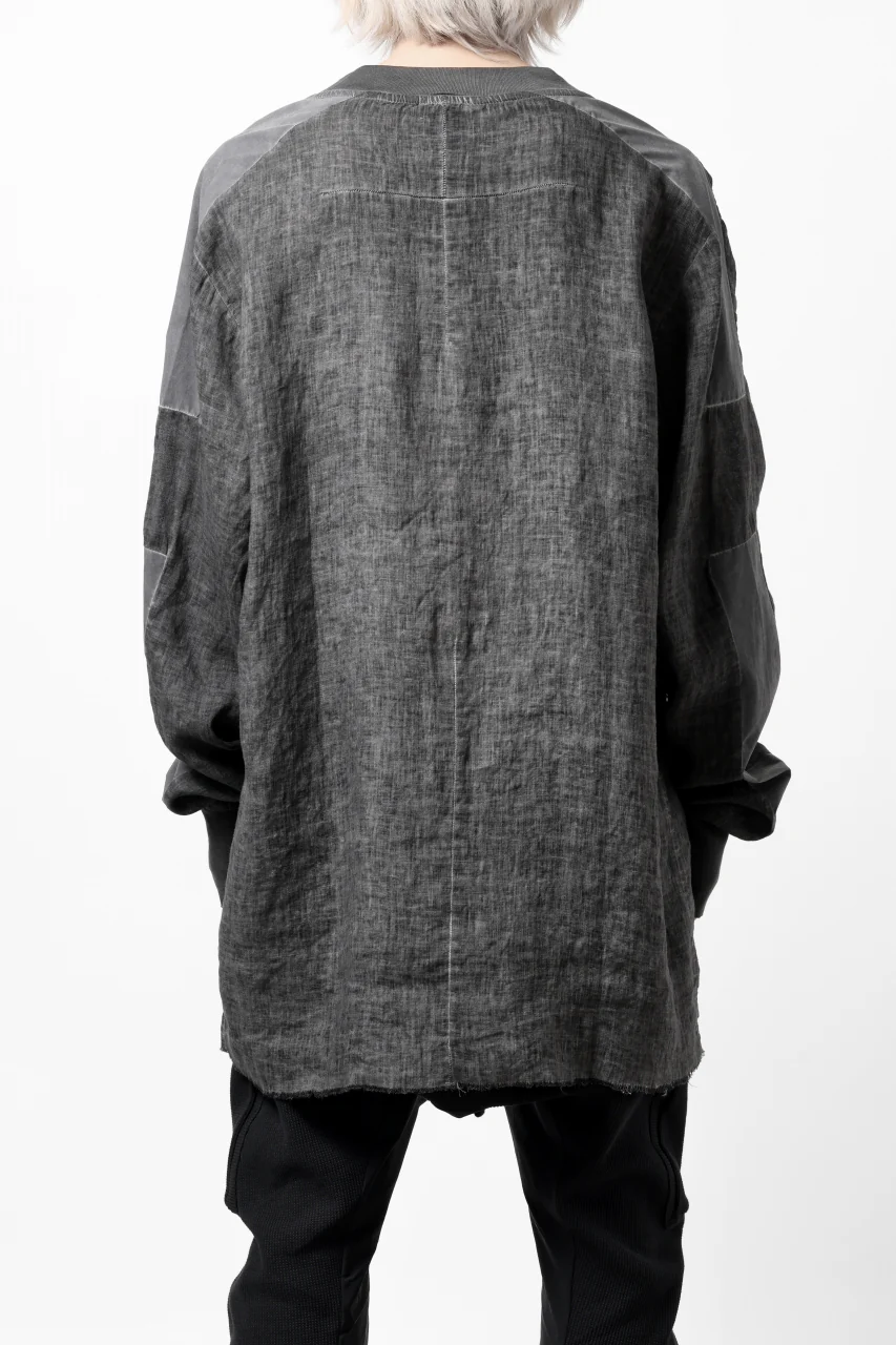 thom/krom DYEING BOMBER-SHIRT / LINEN+ELASTIC NYLON (BLACK OIL) - Image 4