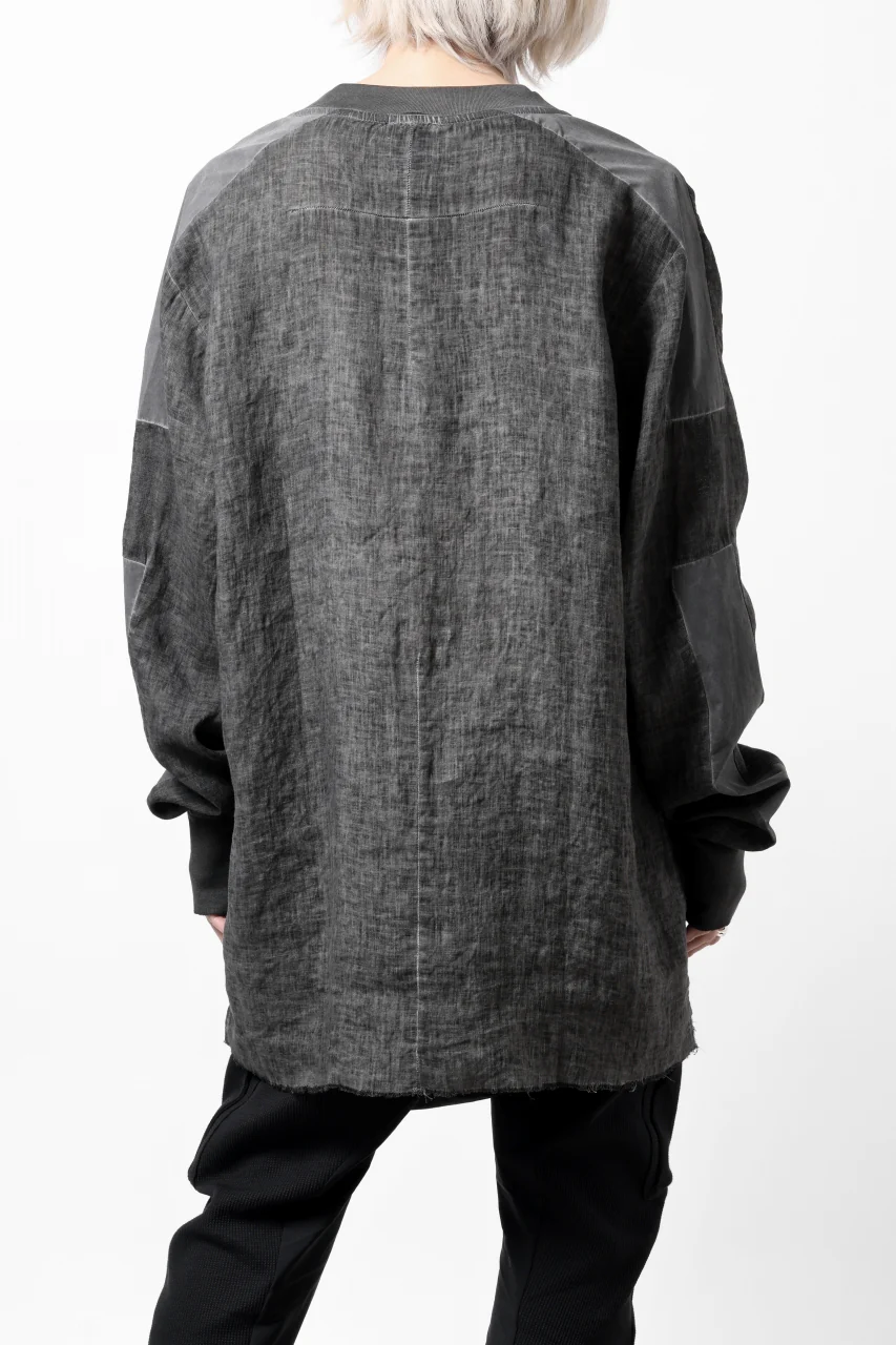 thom/krom DYEING BOMBER-SHIRT / LINEN+ELASTIC NYLON (BLACK OIL) - Image 7