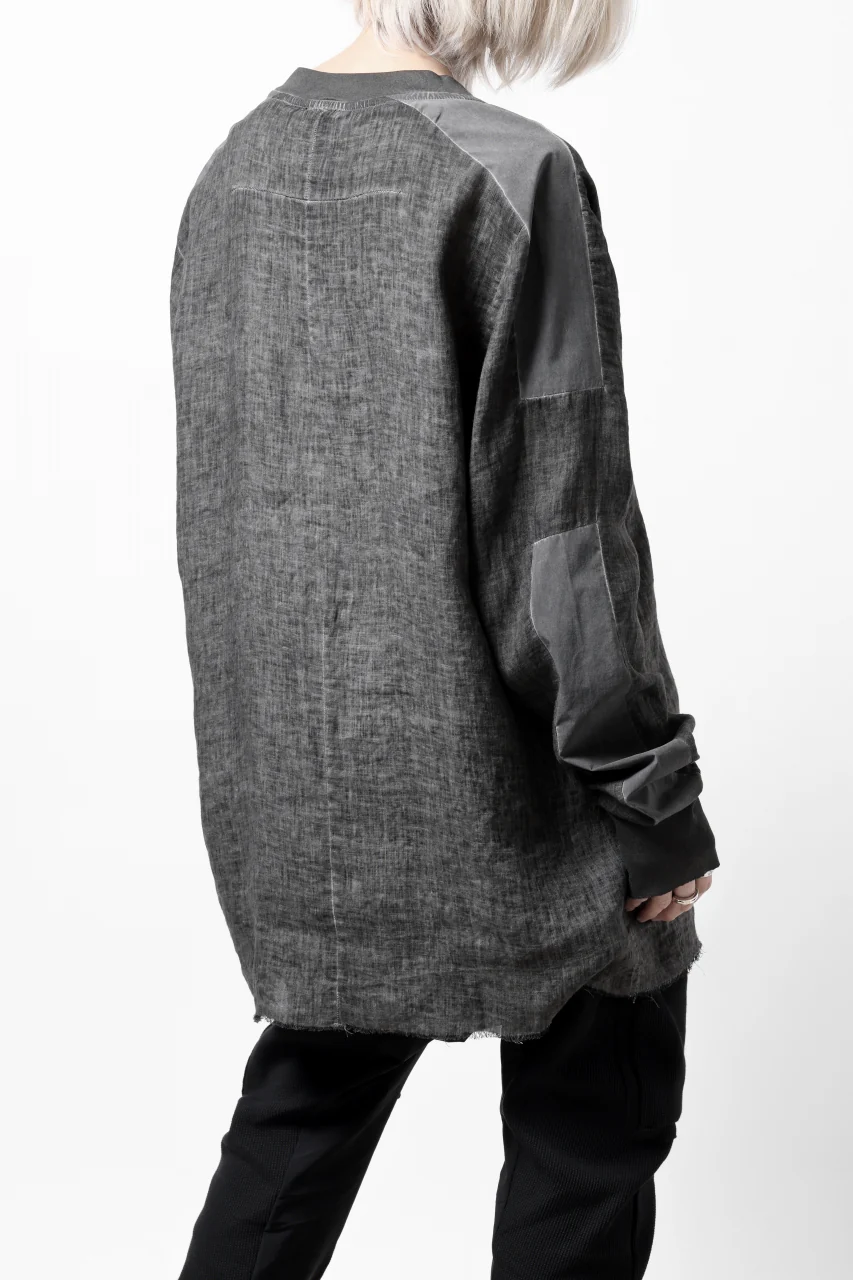 thom/krom DYEING BOMBER-SHIRT / LINEN+ELASTIC NYLON (BLACK OIL) - Image 9