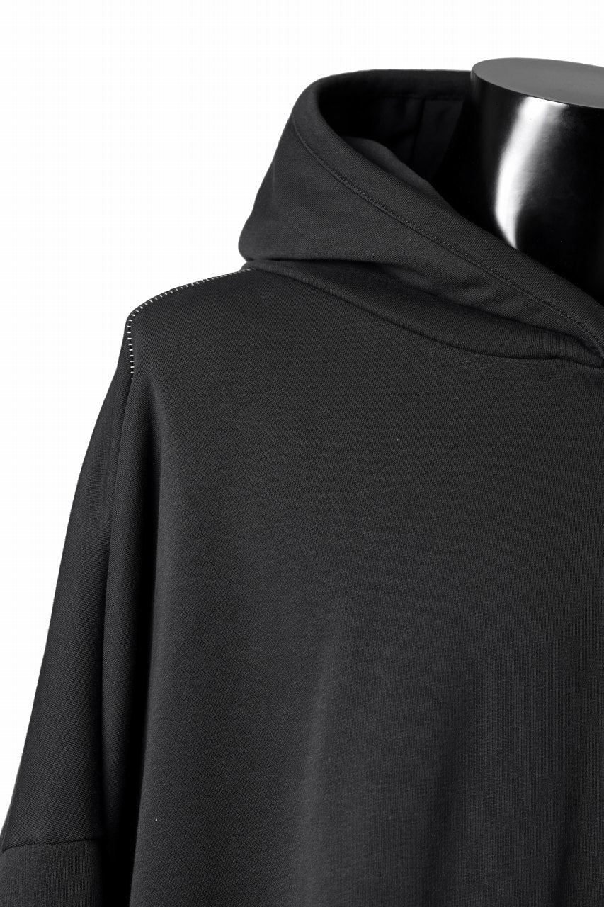 thom/krom EXTRA OVERSIZED FIT HOODIE / ELASTIC COTTON SWEAT (BLACK) - Image 15