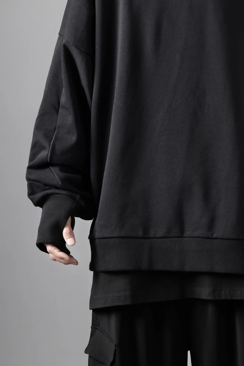 thom/krom EXTRA OVERSIZED FIT HOODIE / ELASTIC COTTON SWEAT (BLACK) - Image 24