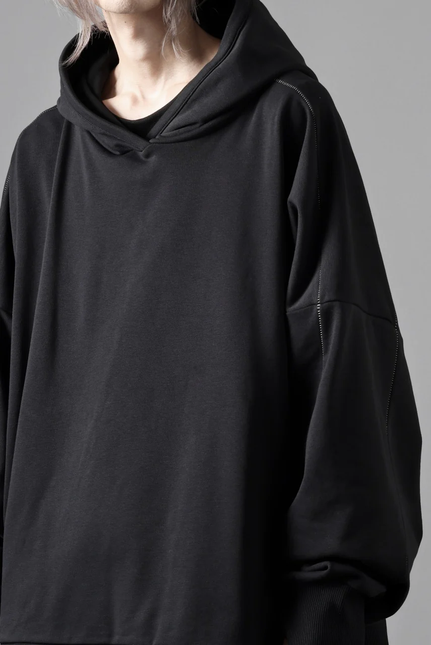 thom/krom EXTRA OVERSIZED FIT HOODIE / ELASTIC COTTON SWEAT (BLACK) - Image 25