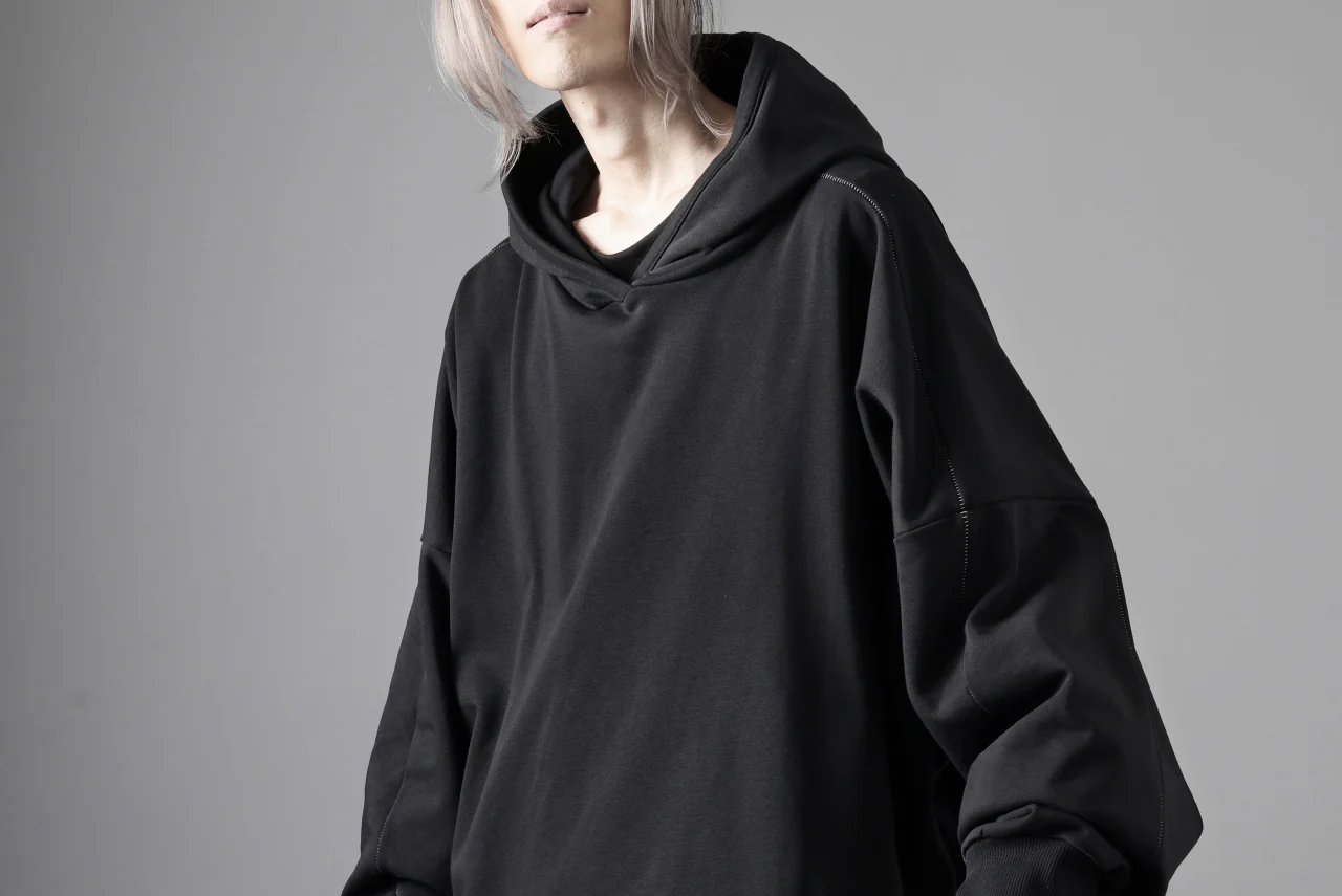 thom/krom EXTRA OVERSIZED FIT HOODIE / ELASTIC COTTON SWEAT (BLACK) - Image 27