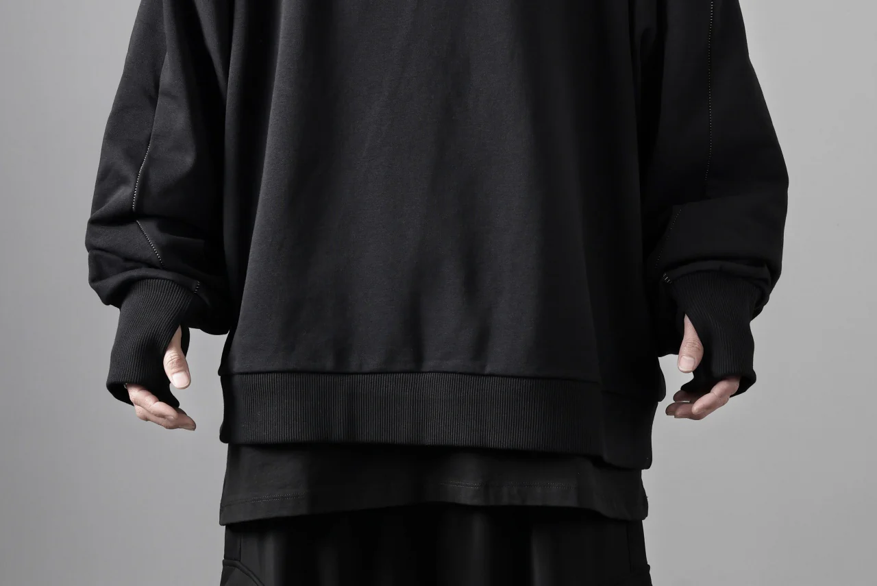 thom/krom EXTRA OVERSIZED FIT HOODIE / ELASTIC COTTON SWEAT (BLACK) - Image 28