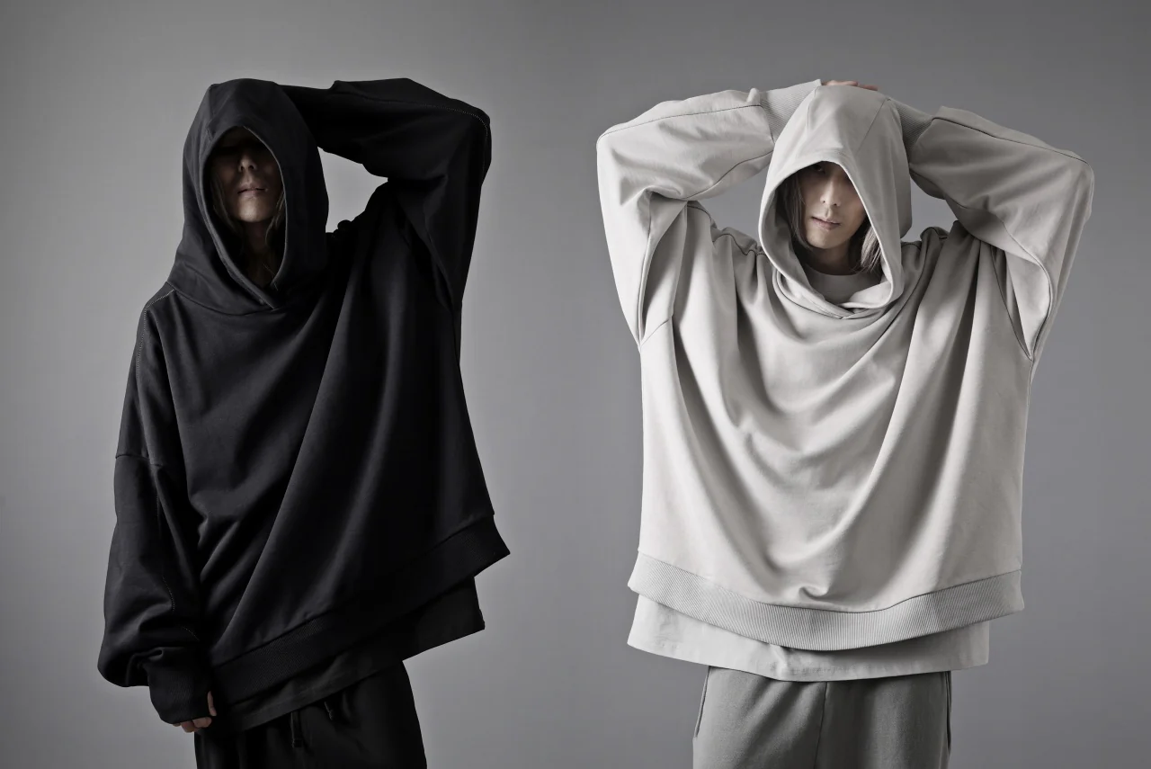 thom/krom EXTRA OVERSIZED FIT HOODIE / ELASTIC COTTON SWEAT (BLACK) - Image 29
