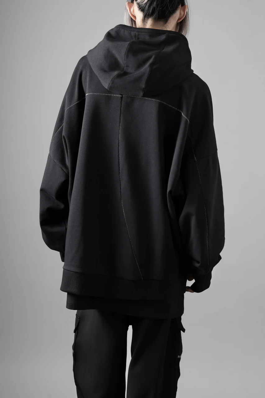 thom/krom EXTRA OVERSIZED FIT HOODIE / ELASTIC COTTON SWEAT (BLACK) - Image 7