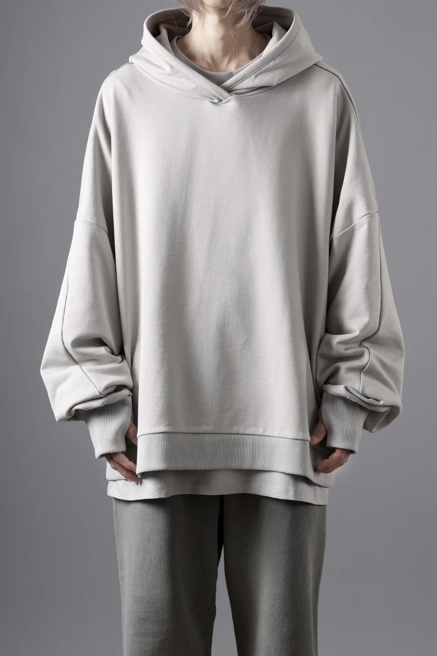 thom/krom EXTRA OVERSIZED FIT HOODIE / ELASTIC COTTON SWEAT (SILVER) - Image 2