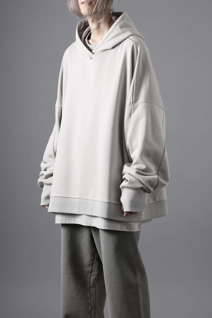 thom/krom EXTRA OVERSIZED FIT HOODIE / ELASTIC COTTON SWEAT (SILVER) - Image 3