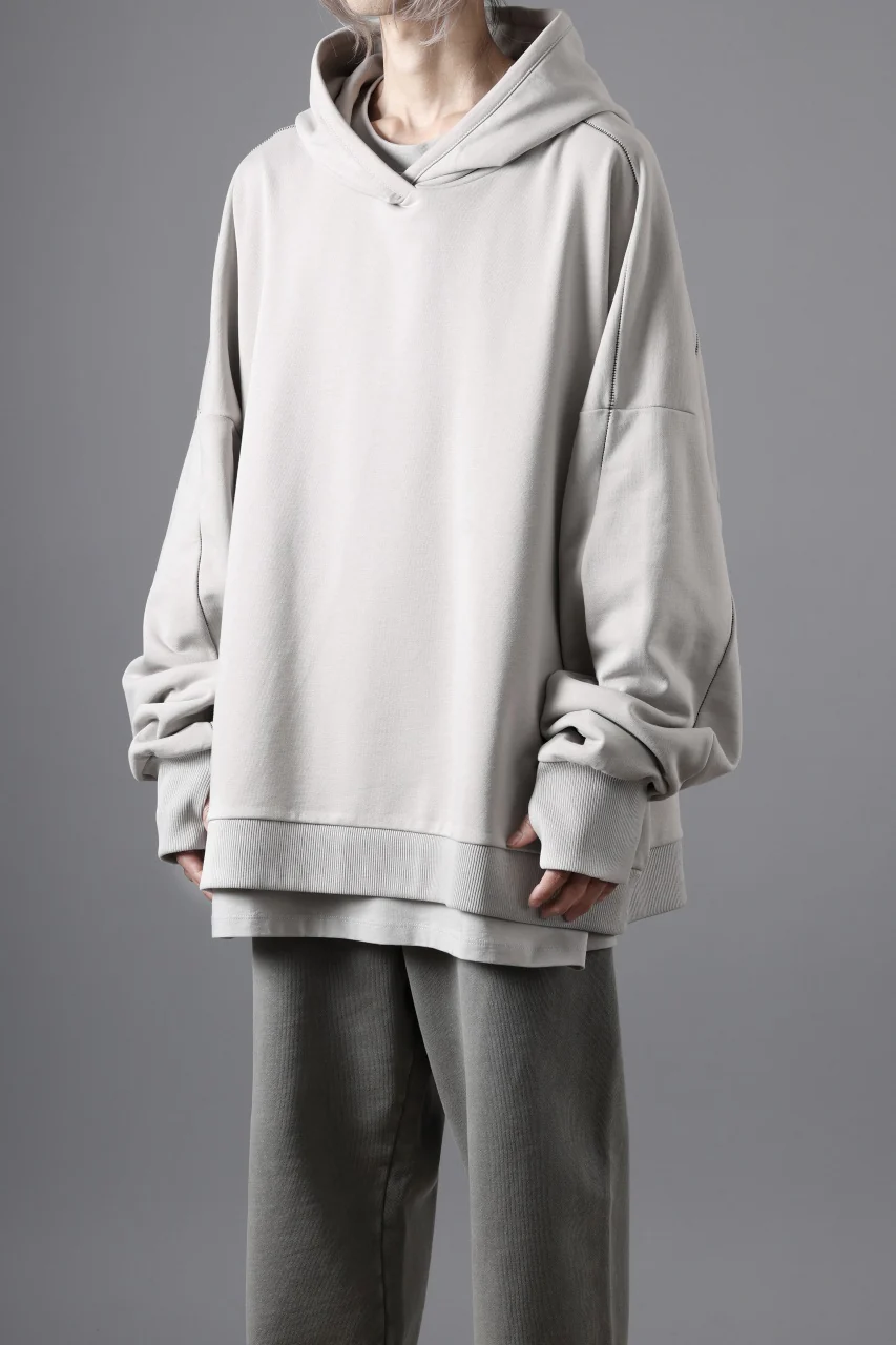 thom/krom EXTRA OVERSIZED FIT HOODIE / ELASTIC COTTON SWEAT (SILVER) - Image 4