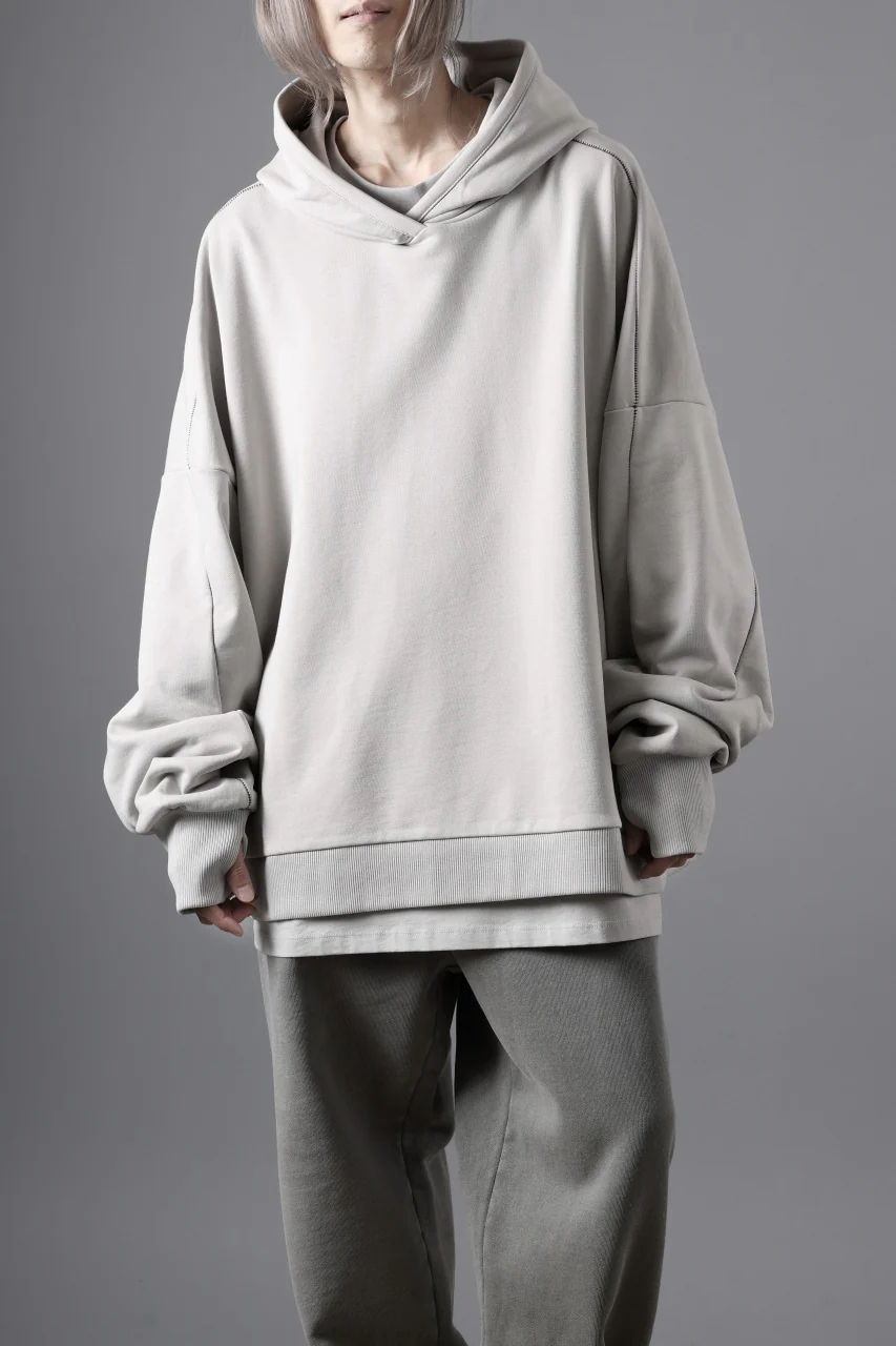 thom/krom EXTRA OVERSIZED FIT HOODIE / ELASTIC COTTON SWEAT (SILVER) - Image 5