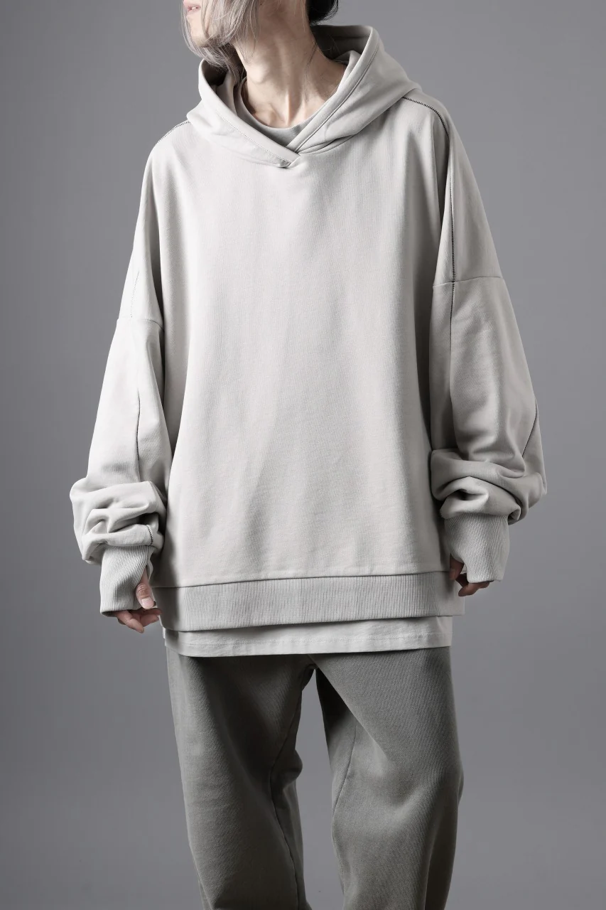 thom/krom EXTRA OVERSIZED FIT HOODIE / ELASTIC COTTON SWEAT (SILVER) - Image 6