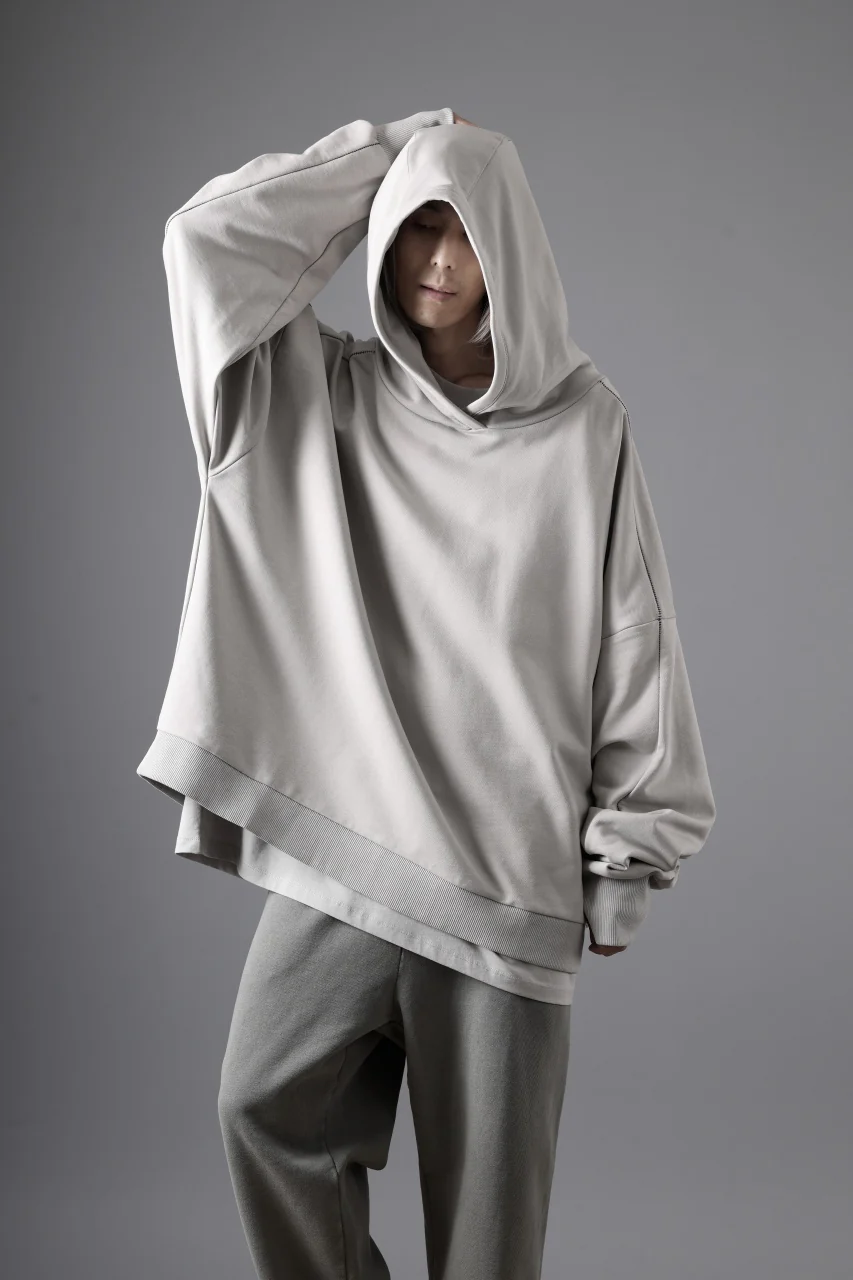 thom/krom EXTRA OVERSIZED FIT HOODIE / ELASTIC COTTON SWEAT (SILVER) - Image 9