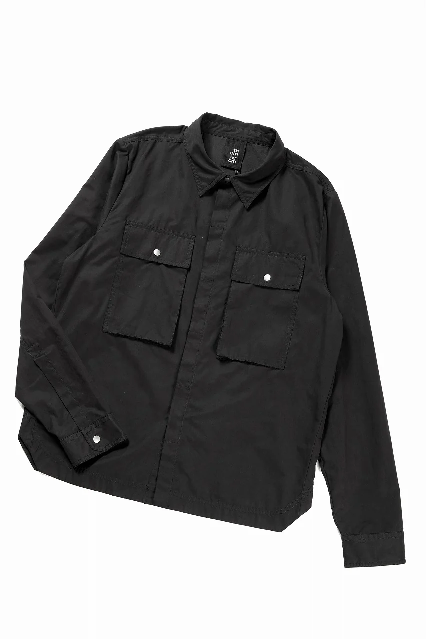 thom/krom FLAP CHEST POCKET SHIRT JACKET / PEACHED COTTON MIX (BLACK) - Image 3