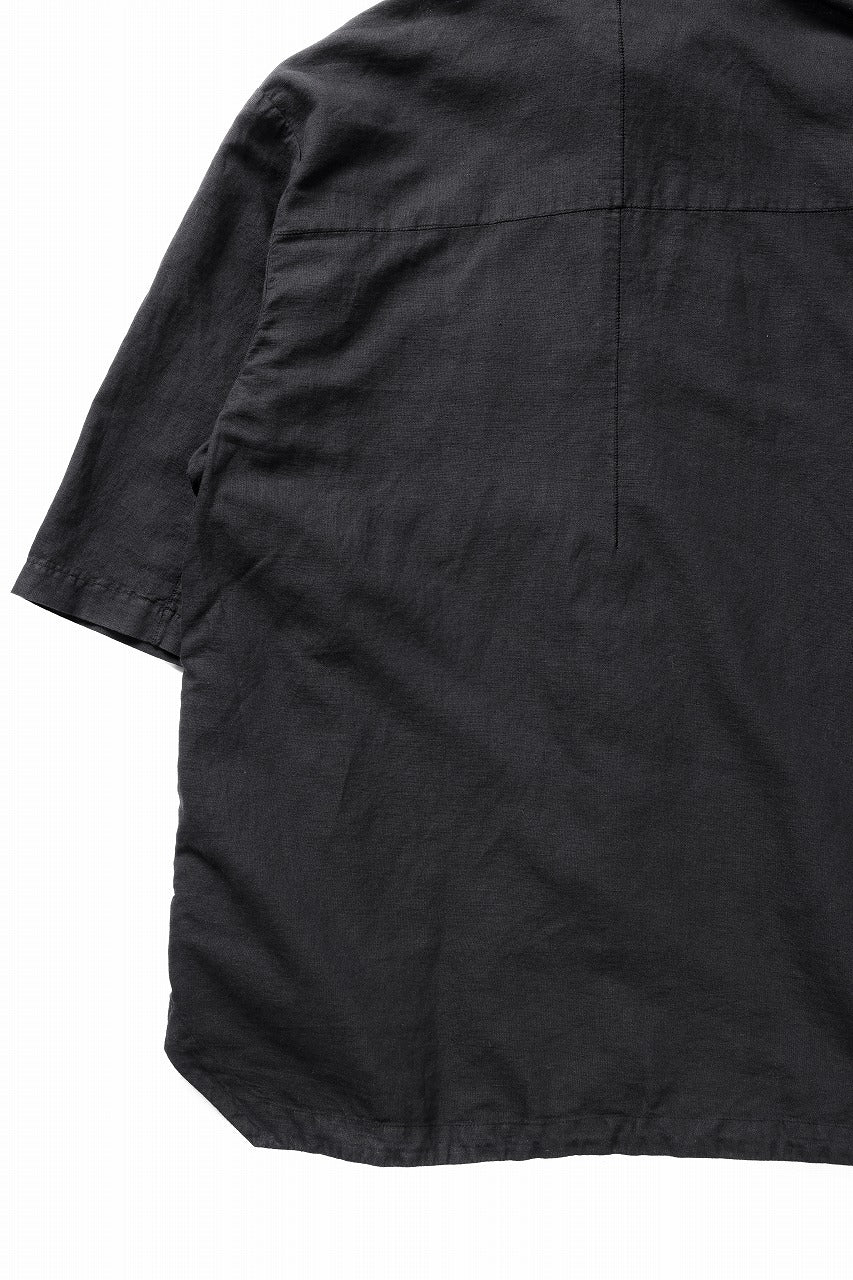 thom/krom HALF SLEEVE SHIRT / WASHED LINEN-COTTON (BLACK) - Image 13