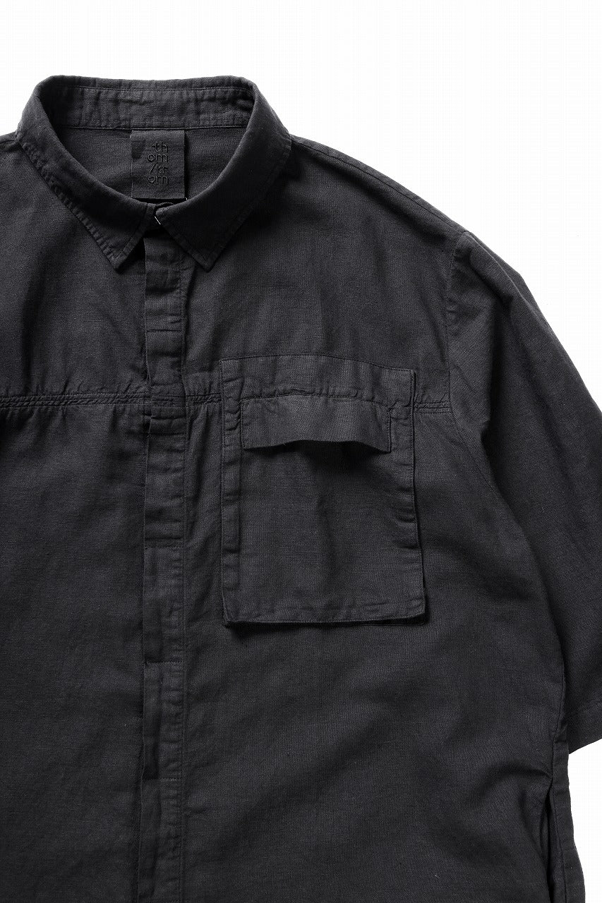 thom/krom HALF SLEEVE SHIRT / WASHED LINEN-COTTON (BLACK) - Image 7